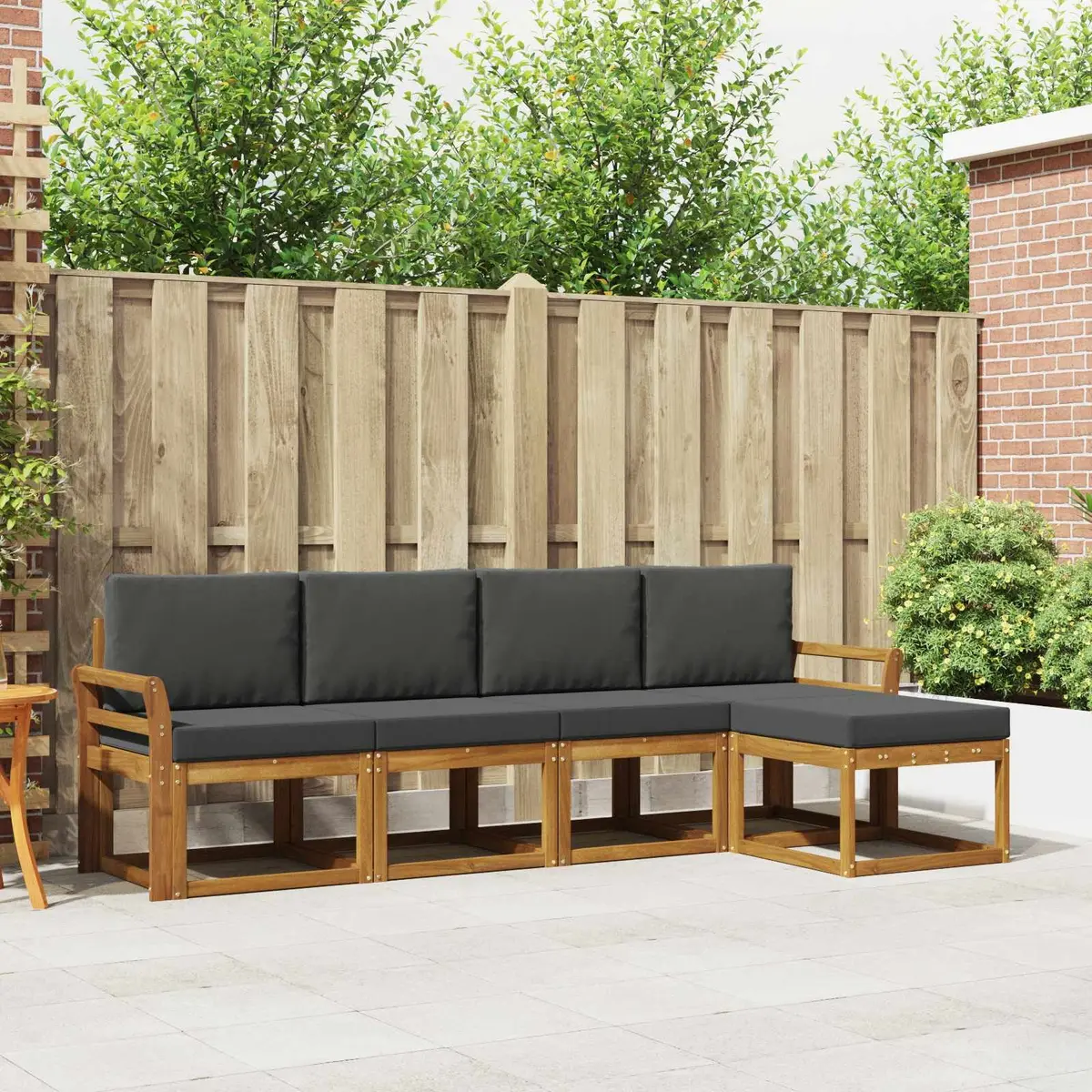 5-Piece Acacia Wood Outdoor Sectional Sofa Set