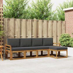 5-Piece Acacia Wood Outdoor Sectional Sofa Set