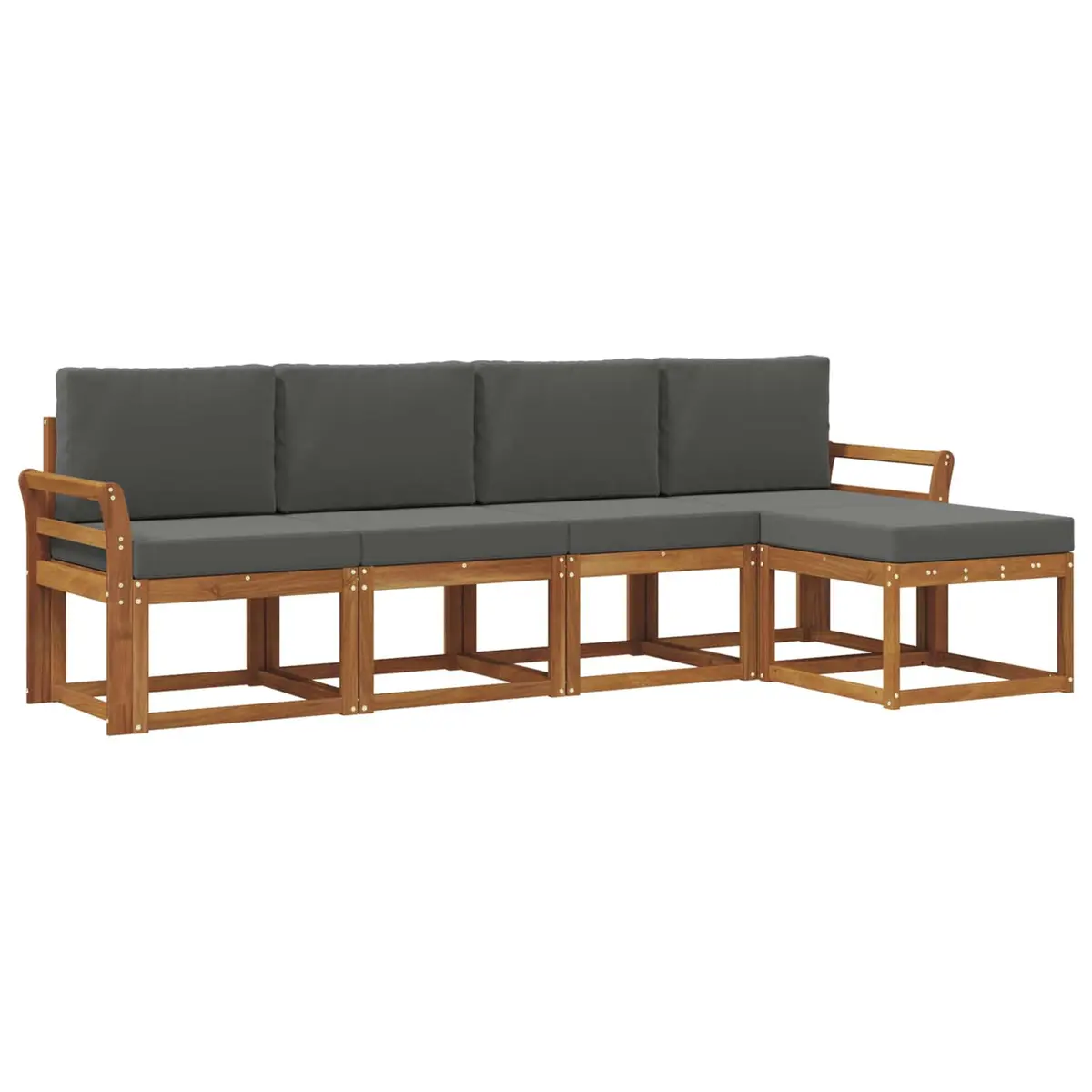 5-Piece Outdoor Sectional Sofa Set Garden Patio Furniture Acacia Wood Brown