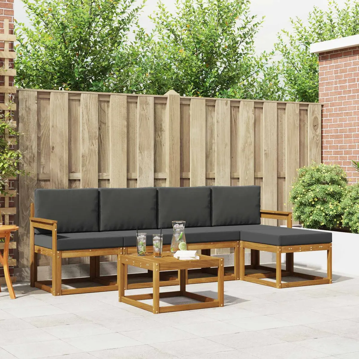 6-Piece Outdoor Sectional Sofa Set with Cushions