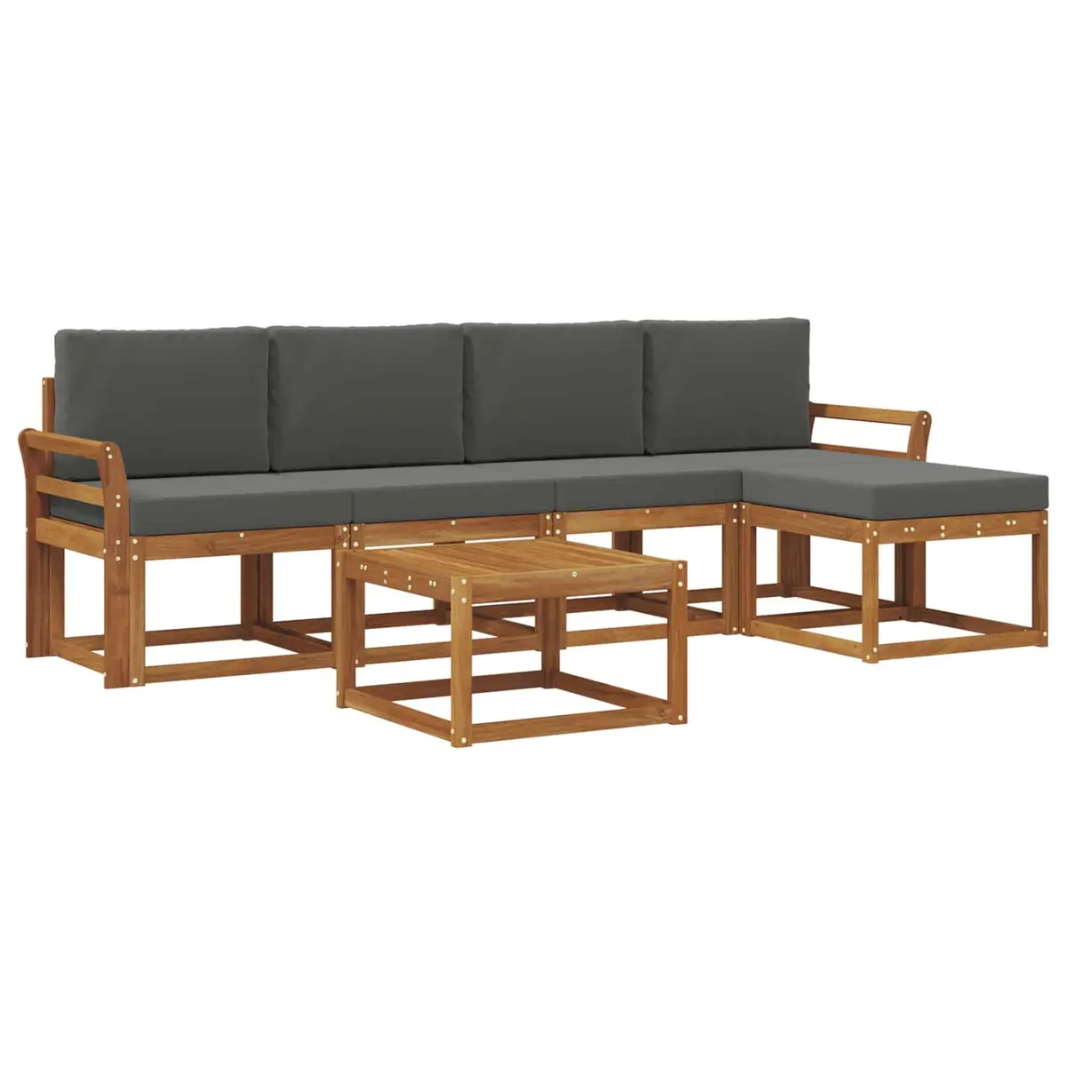 Outdoor Sectional Sofa Set Modern 6 Piece Solid Acacia Wood Garden Furniture
