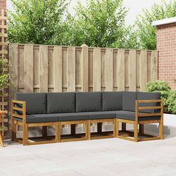 5-Piece Acacia Wood Outdoor Sofa Set in Natural Anthracite