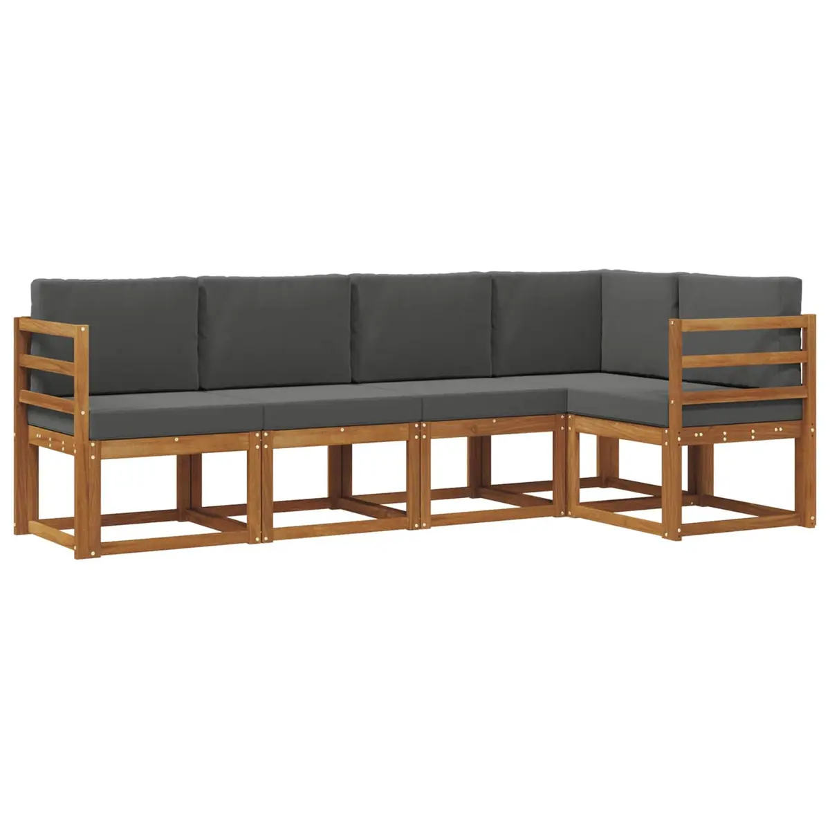 Outdoor Sofa Set Modern 5 Piece Acacia Wood Natural Anthracite