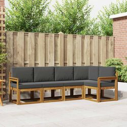 5-Piece Outdoor Sofa Set with Cushions in Brown