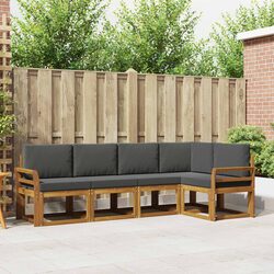5-Piece Outdoor Sofa Set with Cushions in Brown