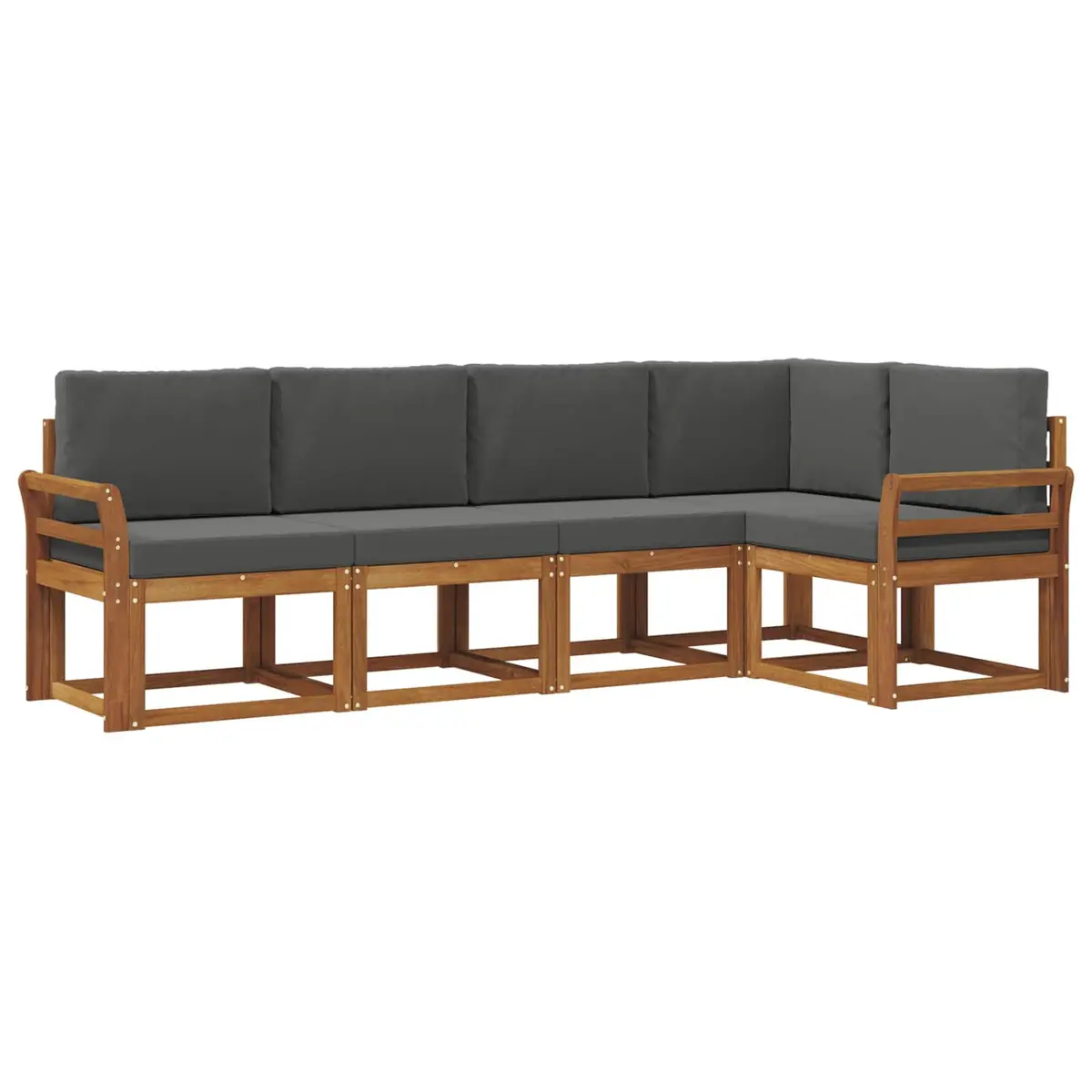Outdoor Sofa Set Modern Brown 5 Piece Solid Acacia Wood Garden Furniture