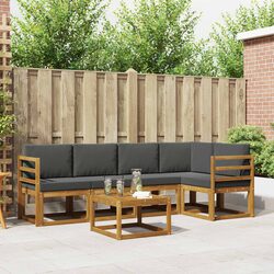 6-Piece Modular Acacia Wood Outdoor Sofa Set