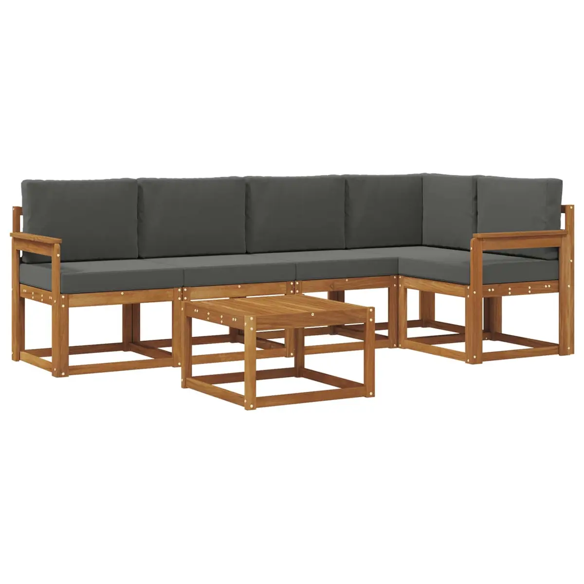 Outdoor Sofa Set Modern 6 Piece Modular Brown Solid Acacia