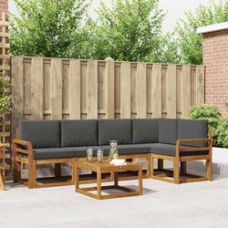 6 Piece Modular Outdoor Sofa Set with Cushions in Brown