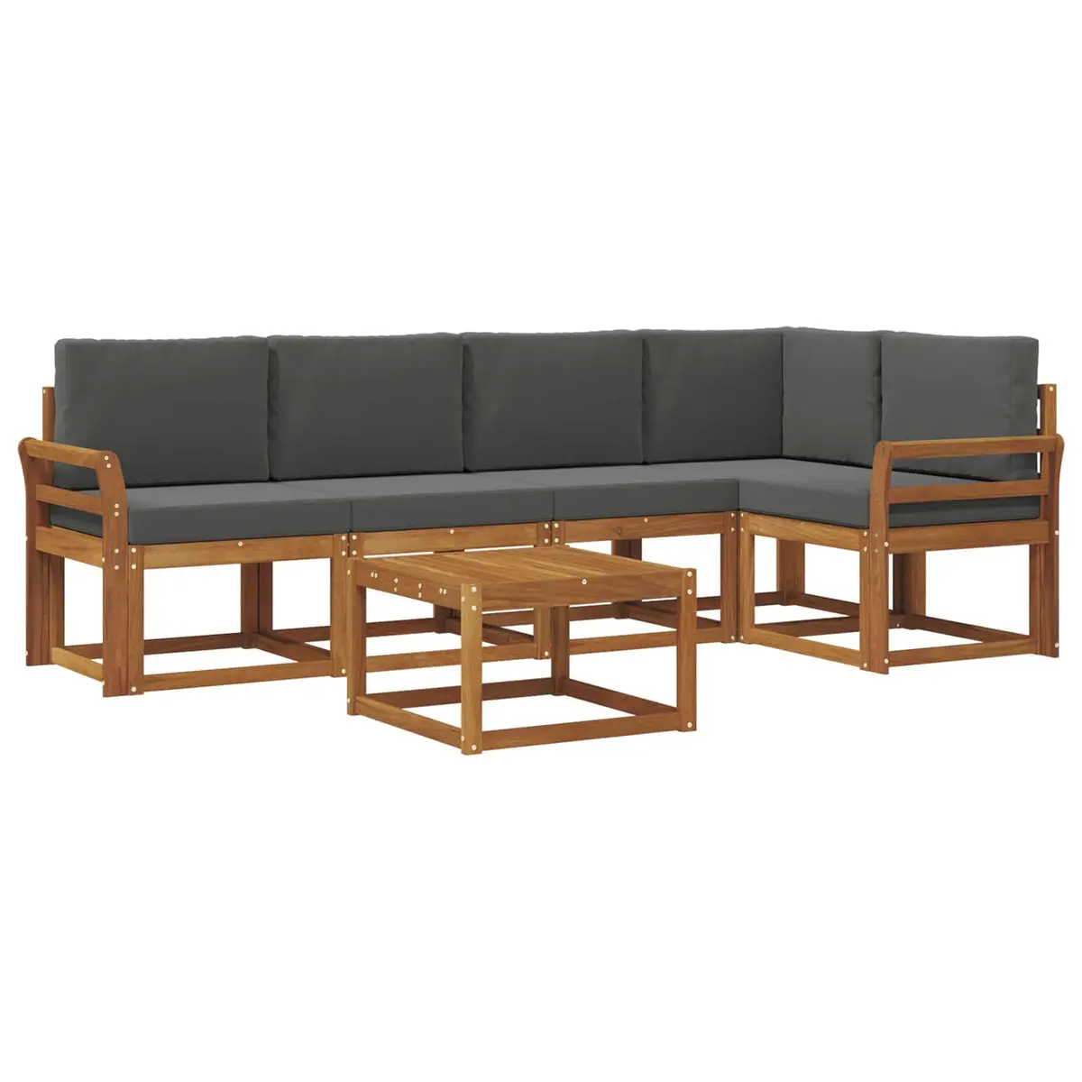 Outdoor Sofa Set Modular Lounge 6 Piece Brown Solid Acacia Wood