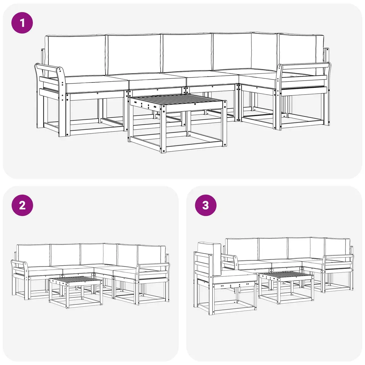 Outdoor Sofa Set Modular Lounge 6 Piece Brown Solid Acacia Wood