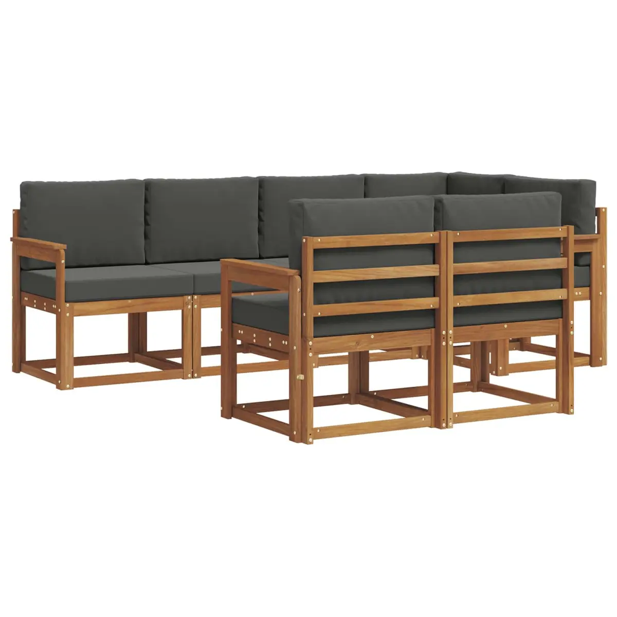 Outdoor Sectional Sofa Set 7 Pieces Garden Patio Furniture with Cushions Brown