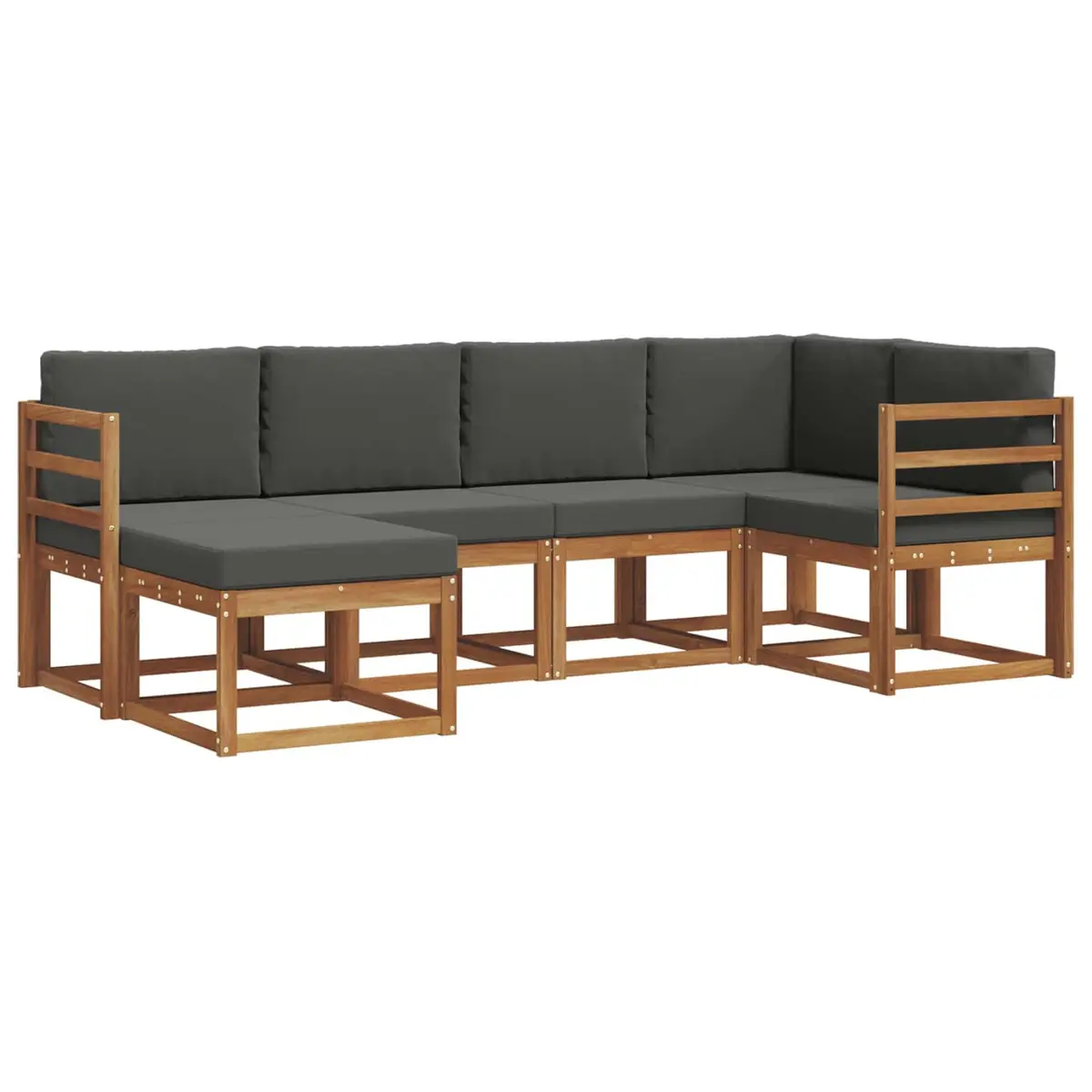Outdoor Sofa Set Modular 6 Piece Brown Solid Acacia Wood with Cushions