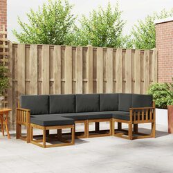 6-Piece Outdoor Sofa Set with Cushions in Natural Anthracite