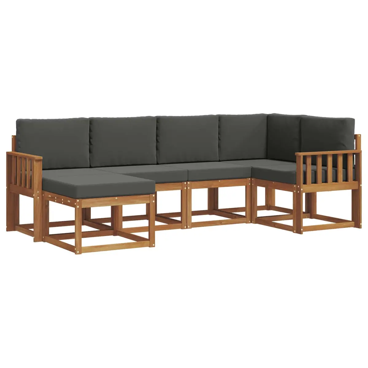 Outdoor Sofa Set Modular 6 Piece Natural Anthracite Brown Solid Acacia Wood