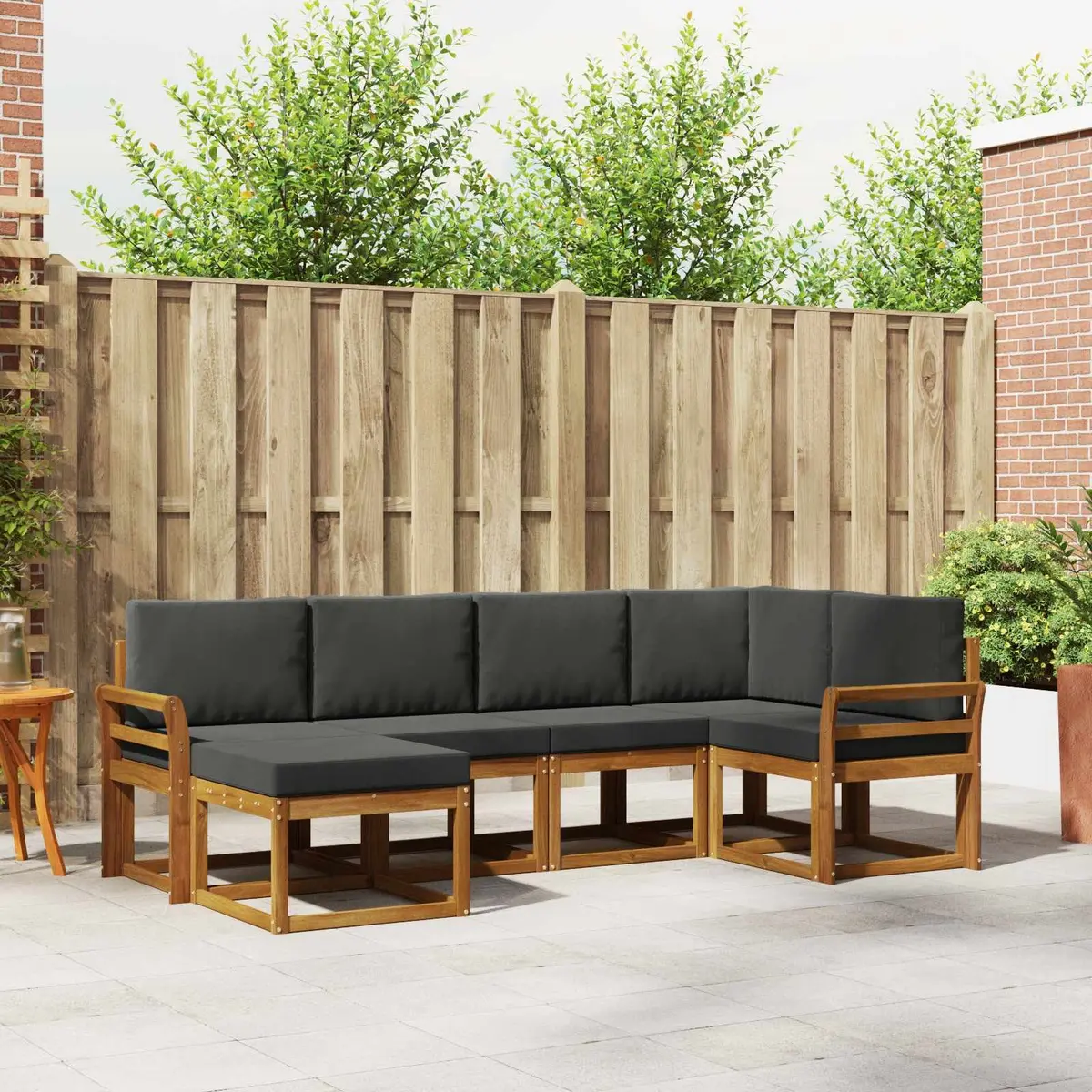 Outdoor Sofa Set Modular Natural Acacia Wood 6 Piece