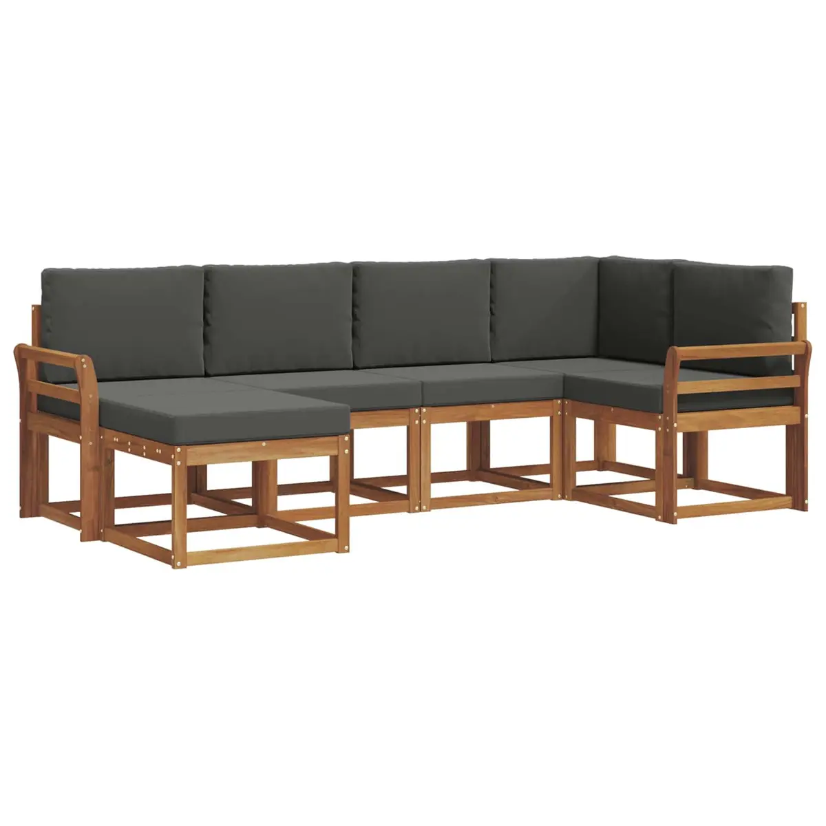 Outdoor Sofa Set Modular Natural Acacia Wood 6 Piece