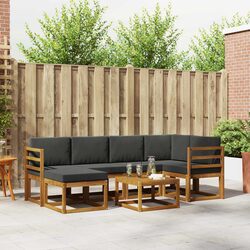 7 Piece Outdoor Sofa Set with Cushions in Brown