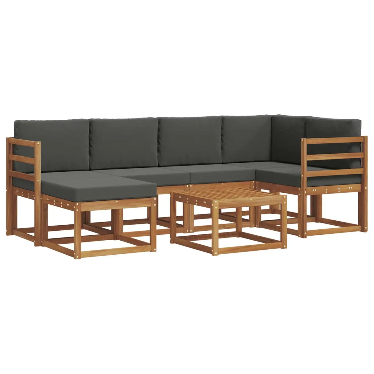 Outdoor Sofa Set 7 Piece Garden Furniture Modular Lounge with Cushions Brown