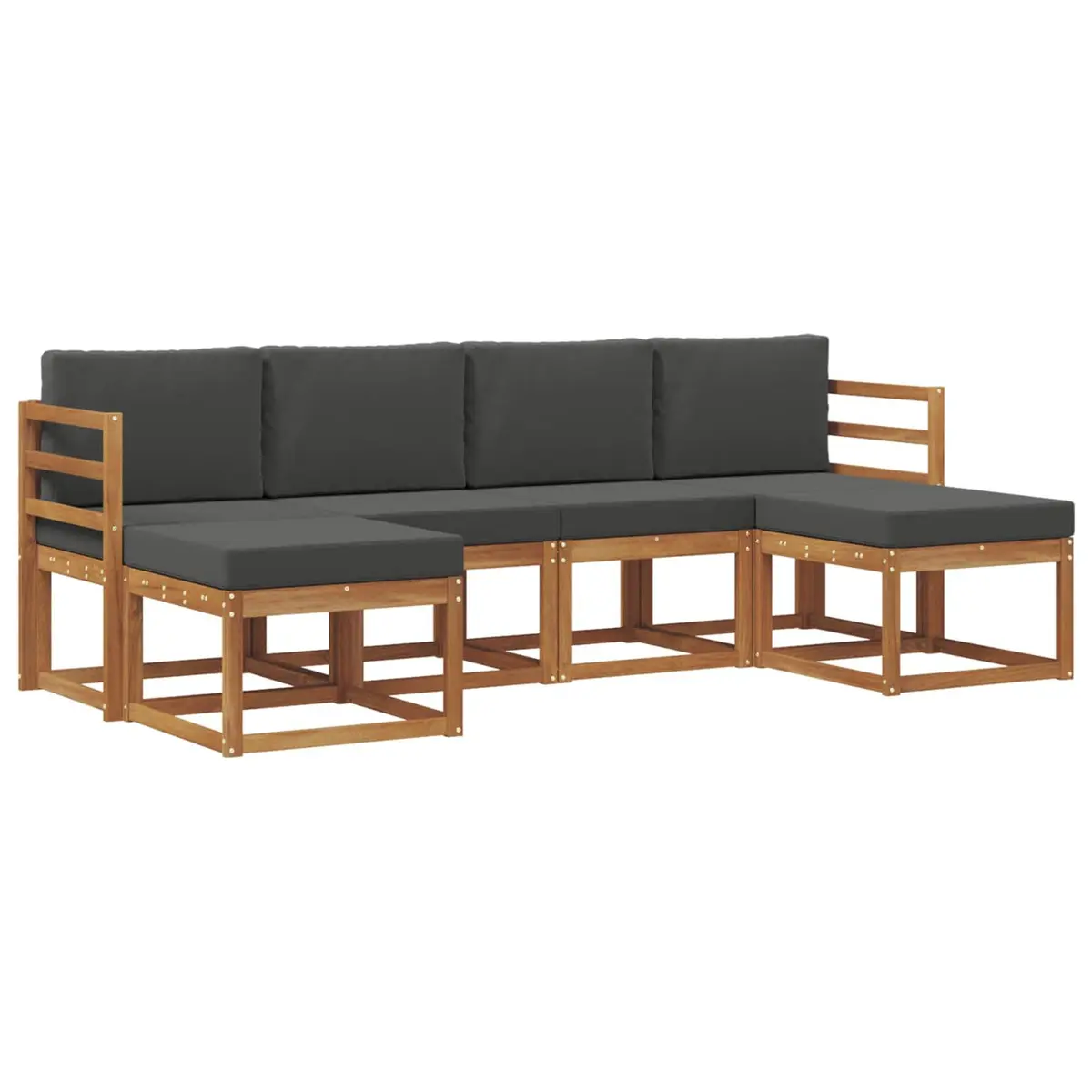 Outdoor Sofa Set 6 Pieces Modern Garden Patio Furniture Engineered Wood Natural