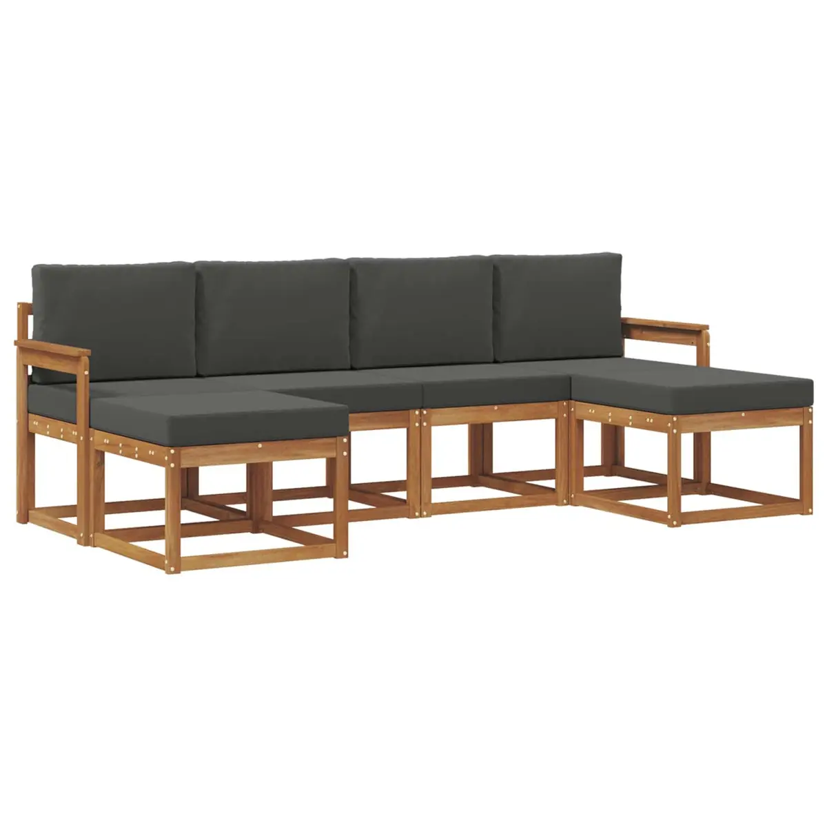 Outdoor Sofa Set Modern Minimal 6 Piece Brown Engineered Wood