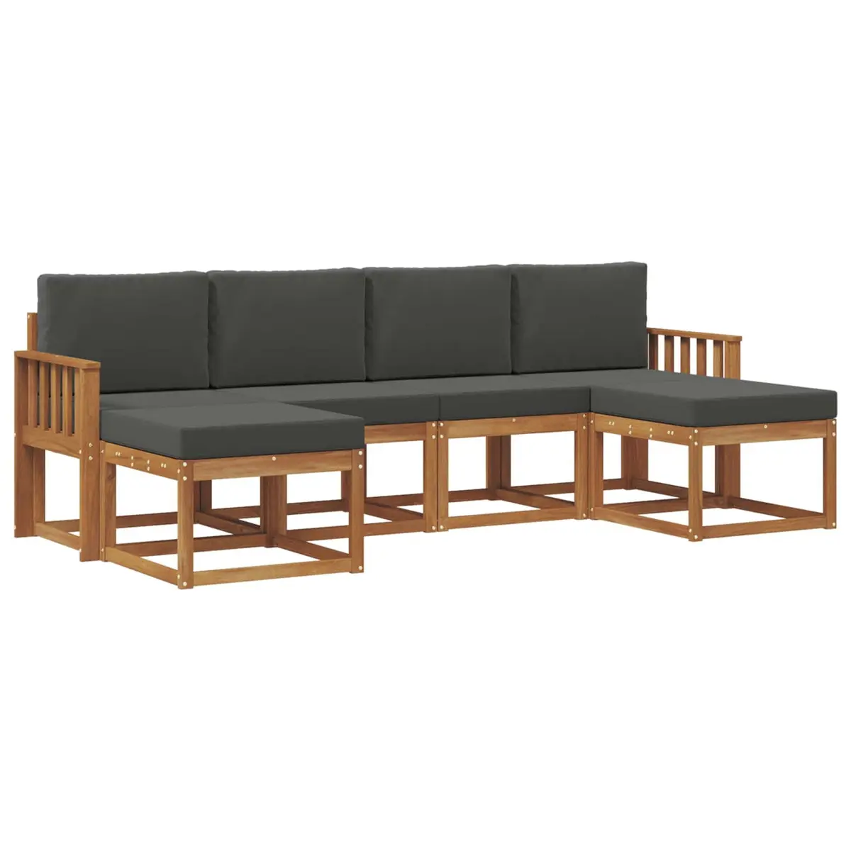 Outdoor Sofa Set Modern Rectangular 6 Piece Engineered Wood with Cushions