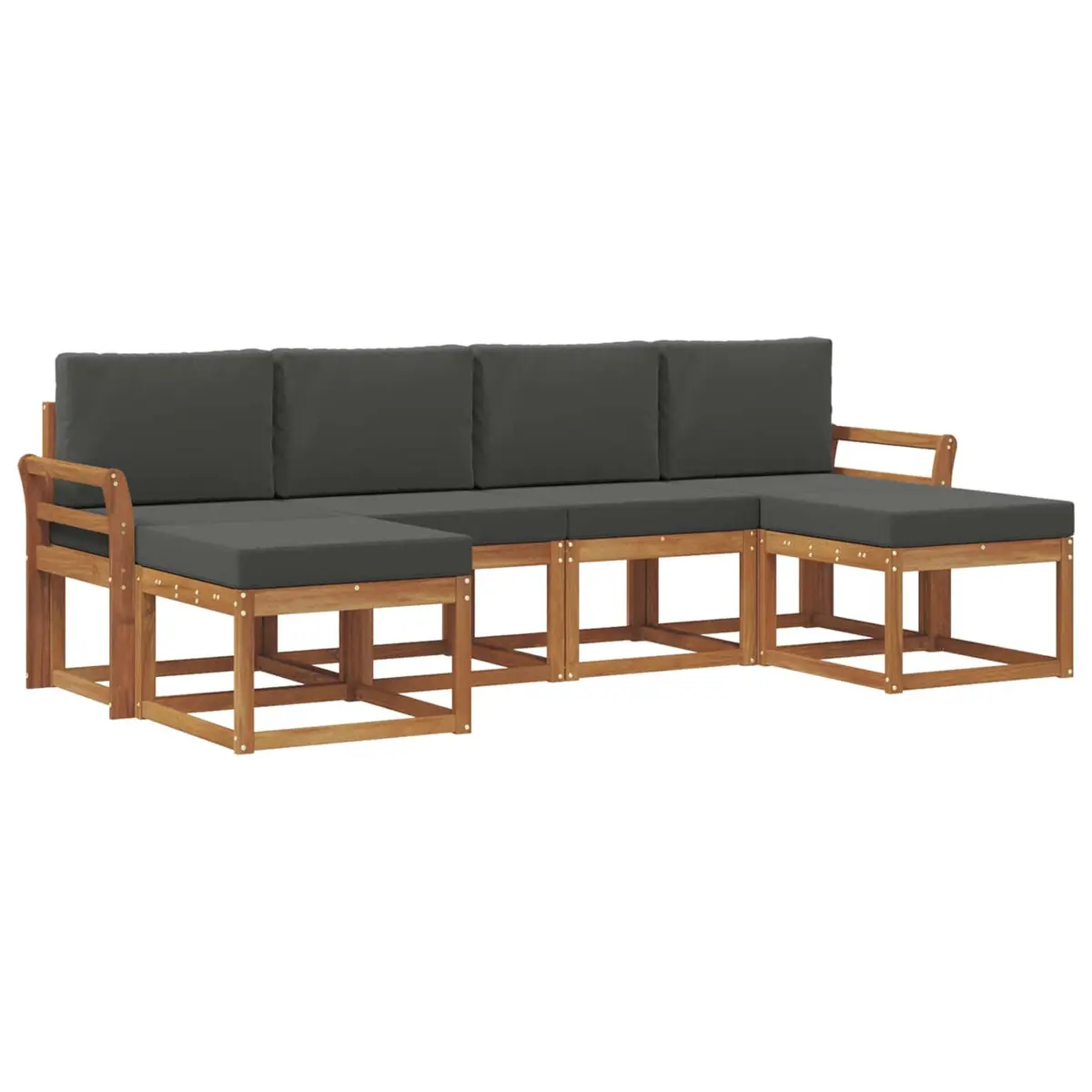 Outdoor Sofa Set Modern Rectangular 6 Piece Engineered Wood Brown