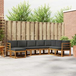 8-Piece Brown Modular Outdoor Sofa Set with Cushions