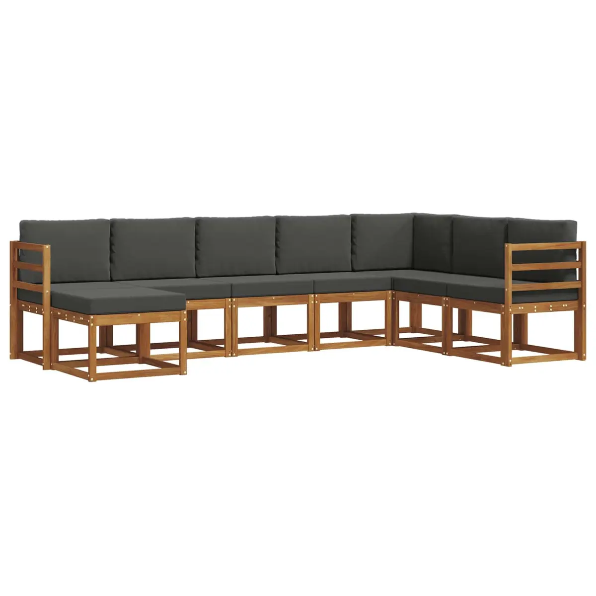 Outdoor Sofa Set Modular Brown 8 Piece Solid Acacia Wood with Cushions