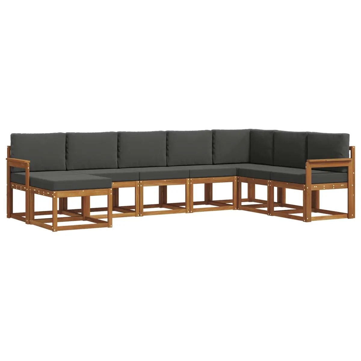 Outdoor Sofa Set Modular Brown 8 Piece Solid Acacia Wood with Cushions