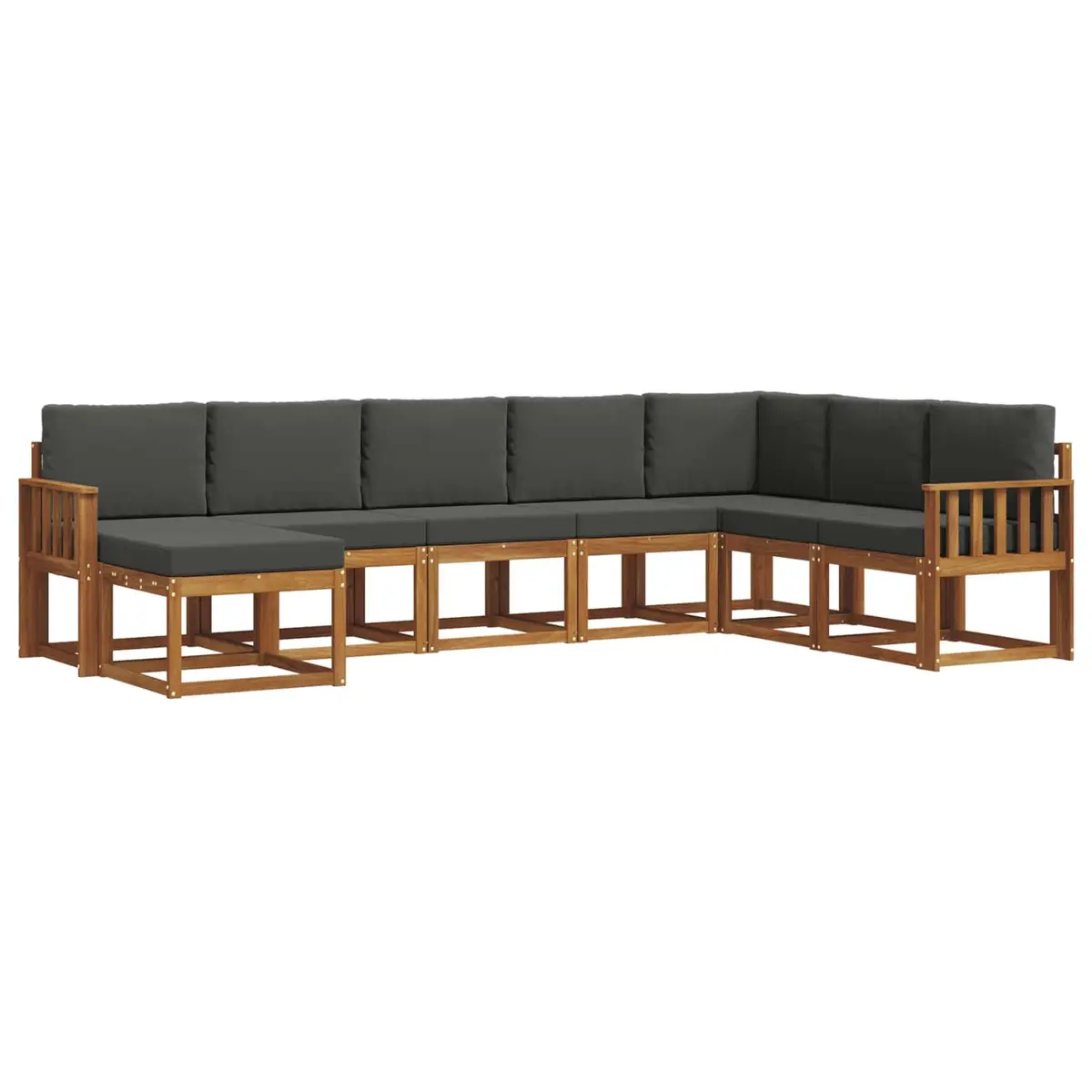 Outdoor Sofa Set Modular 8 Pieces Natural Acacia Wood with Cushions