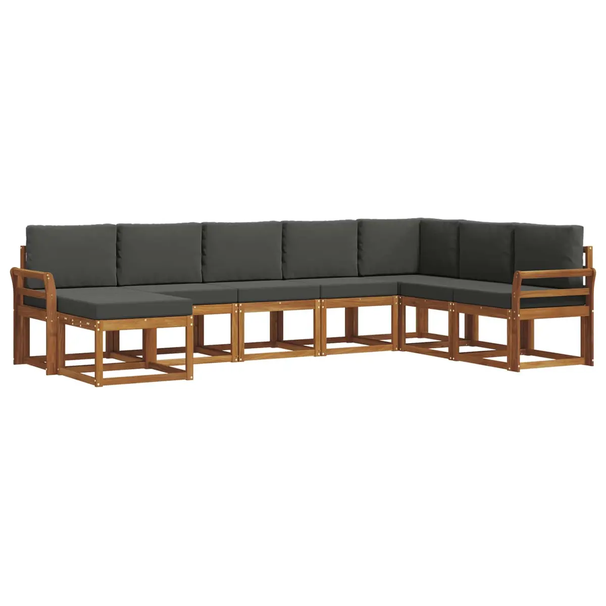 Outdoor Sofa Set Modular Natural Brown Acacia Wood 8 Piece with Cushions