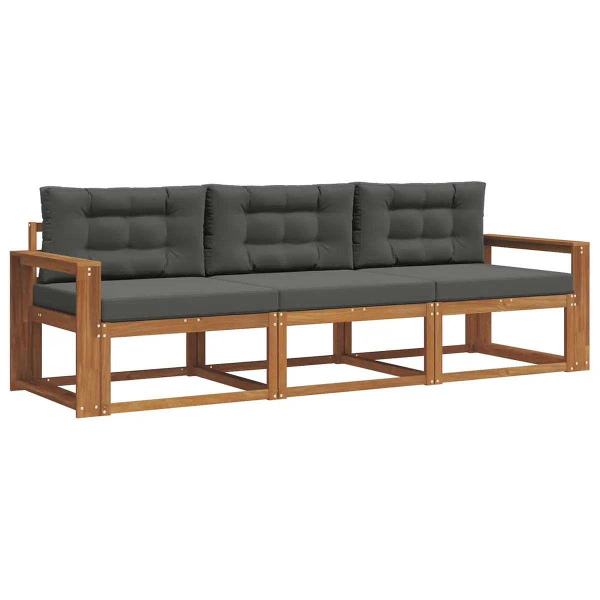 Outdoor Sofa Set Modular Sectional 3 Pcs Brown Solid Acacia Wood