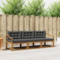 Cozy 3-Piece Modular Outdoor Sofa Set in Brown Wood