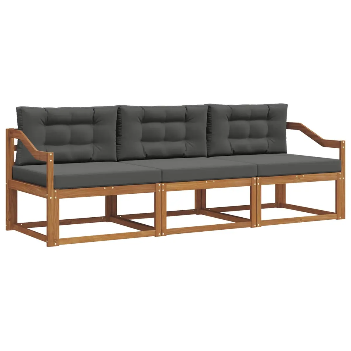 Outdoor Sofa Set Modular Brown 3 Piece Solid Acacia Wood