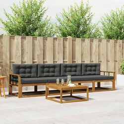 5-Piece Brown Outdoor Sectional Sofa Set with Cushions