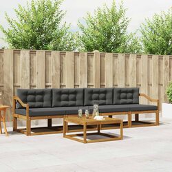 5-Piece Outdoor Sectional Sofa Set with Brown Cushions