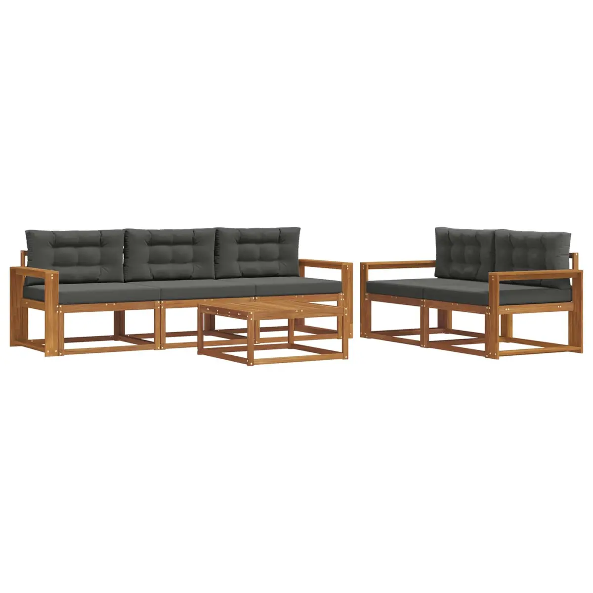 Outdoor Sectional Sofa Set Modular 6 Piece Solid Acacia Wood Weather Resistant Garden Patio Furniture