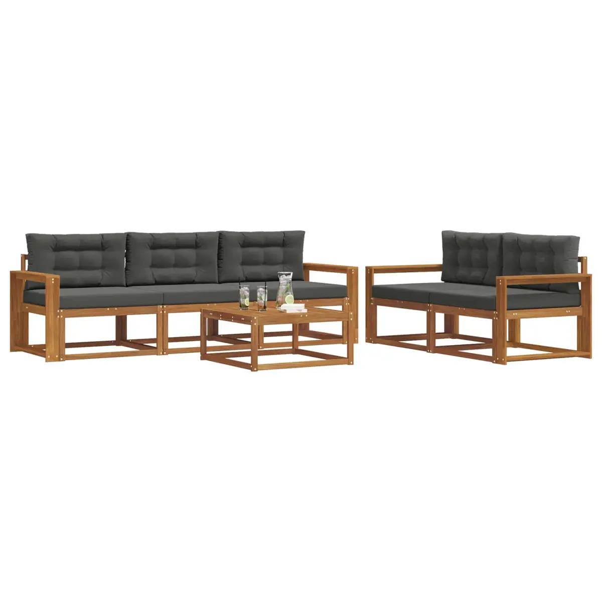 Outdoor Sectional Sofa Set Modular 6 Piece Solid Acacia Wood Weather Resistant Garden Patio Furniture