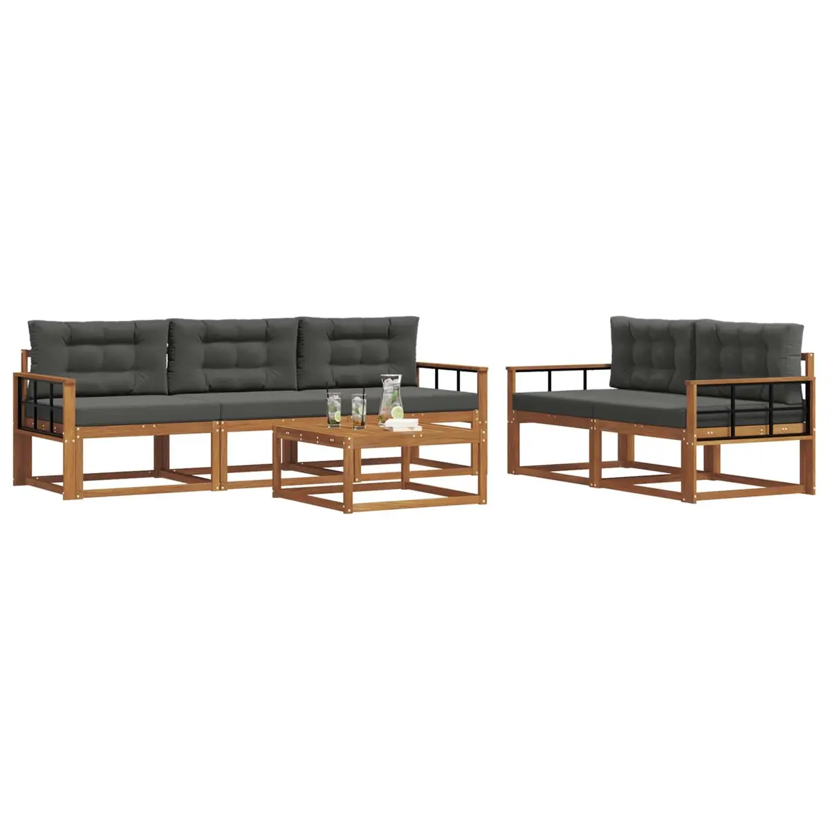 Outdoor Sectional Sofa Set 6 pcs Garden Patio Furniture Modular Lounge Seating