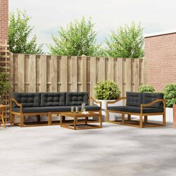 Cozy 6-Piece Outdoor Sectional Sofa Set in Natural Anthracite