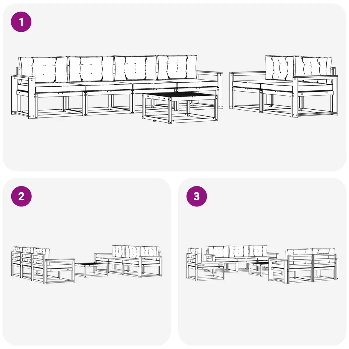 Outdoor Sectional Sofa Set 7 pcs Garden Patio Furniture Modular Lounging