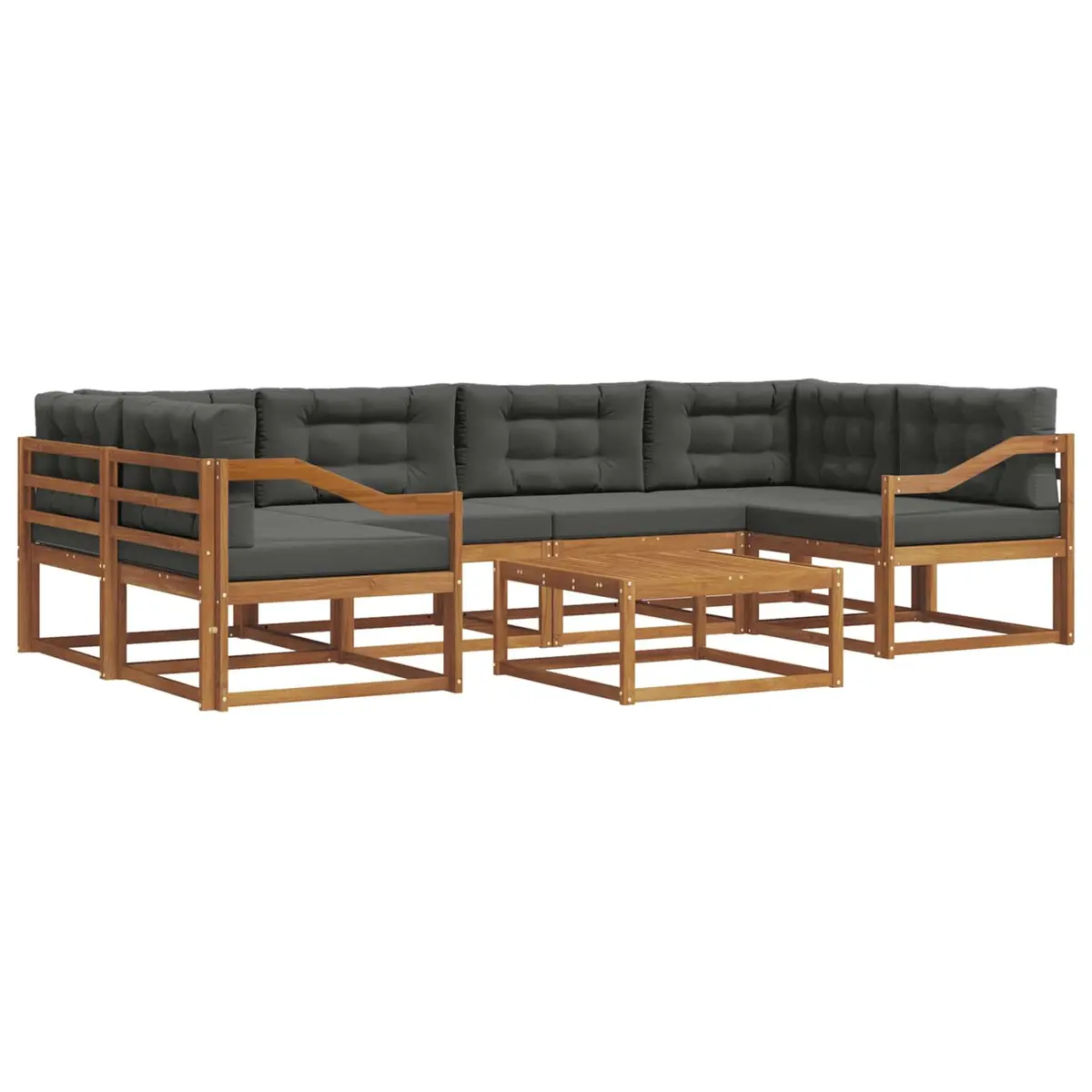 Outdoor Sofa Set Modern 7 Pieces Natural Solid Acacia Wood