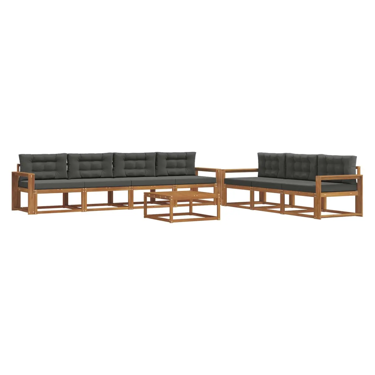 Outdoor Sectional Sofa Set Modular Natural Acacia Wood 8 Piece