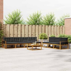 8-Piece Outdoor Sectional Sofa Set with Natural Finish