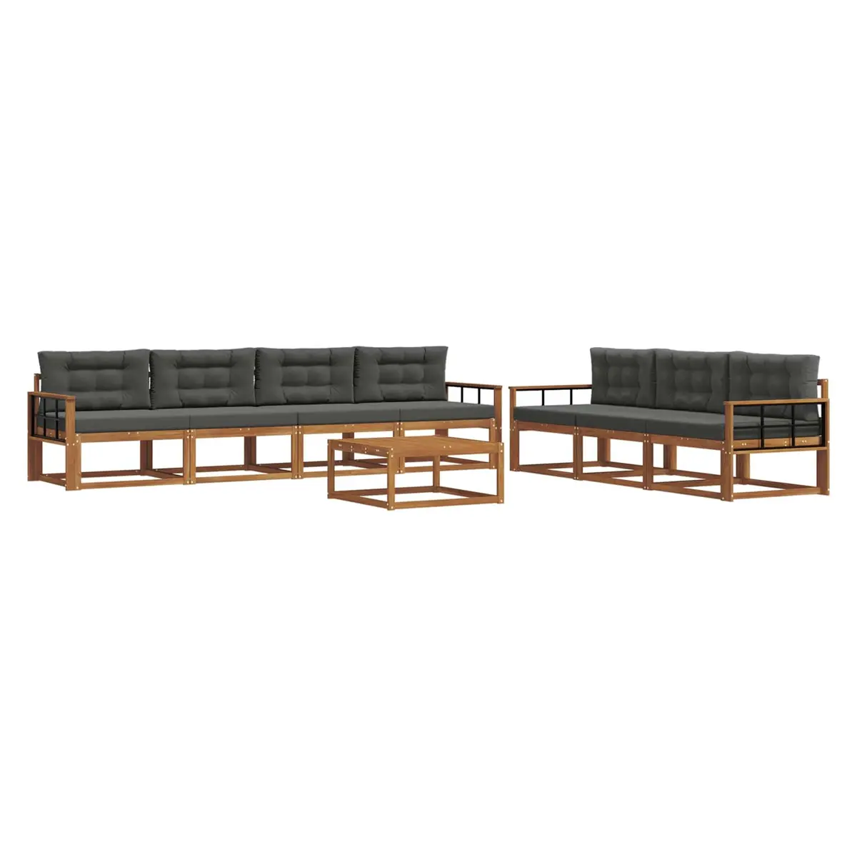 Outdoor Sectional Sofa Set Modular 8 Pieces Natural Acacia Wood