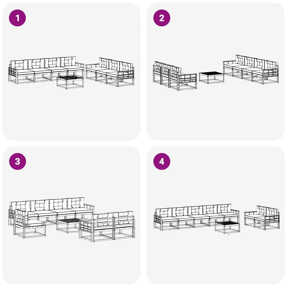 Outdoor Sectional Sofa Set Modular 8 Pieces Natural Acacia Wood