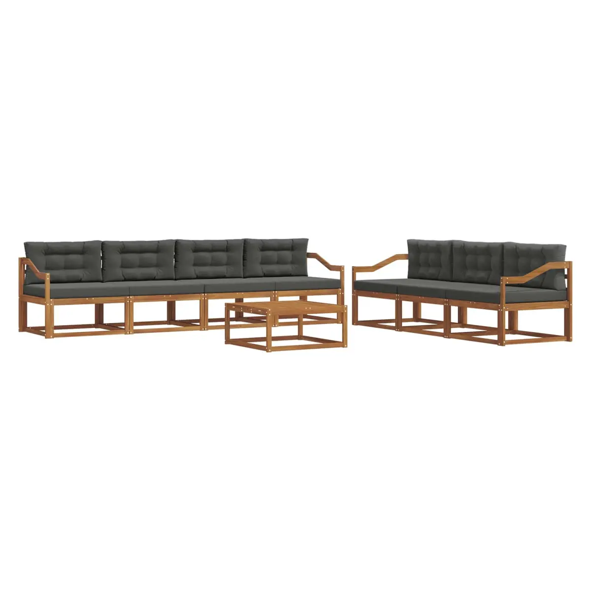 Outdoor Sectional Sofa Set Modular 8 Piece Natural Acacia Wood Weather Resistant
