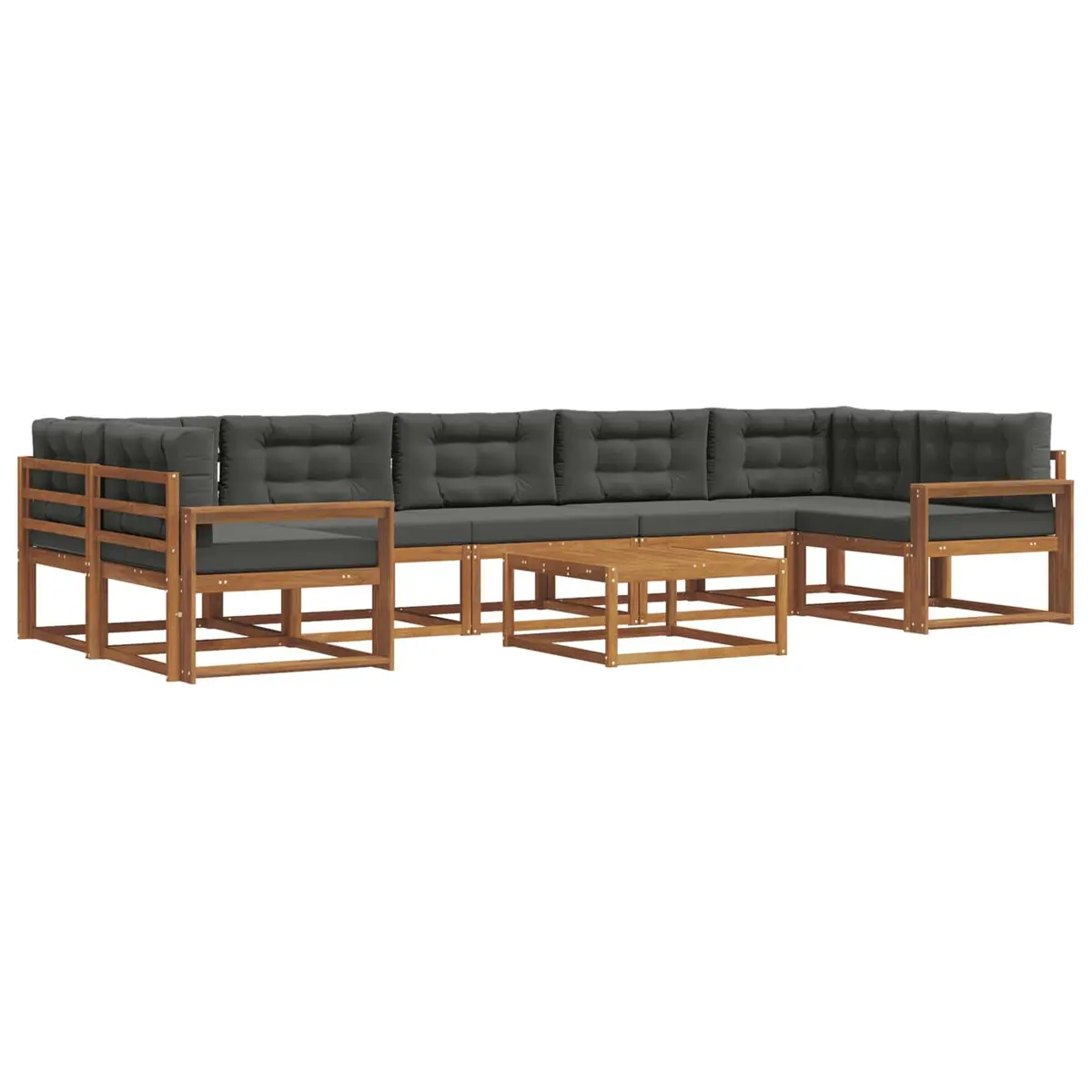 Outdoor Sectional Sofa Set Modular Garden Furniture 8 Pieces Solid Acacia Wood Natural Brown
