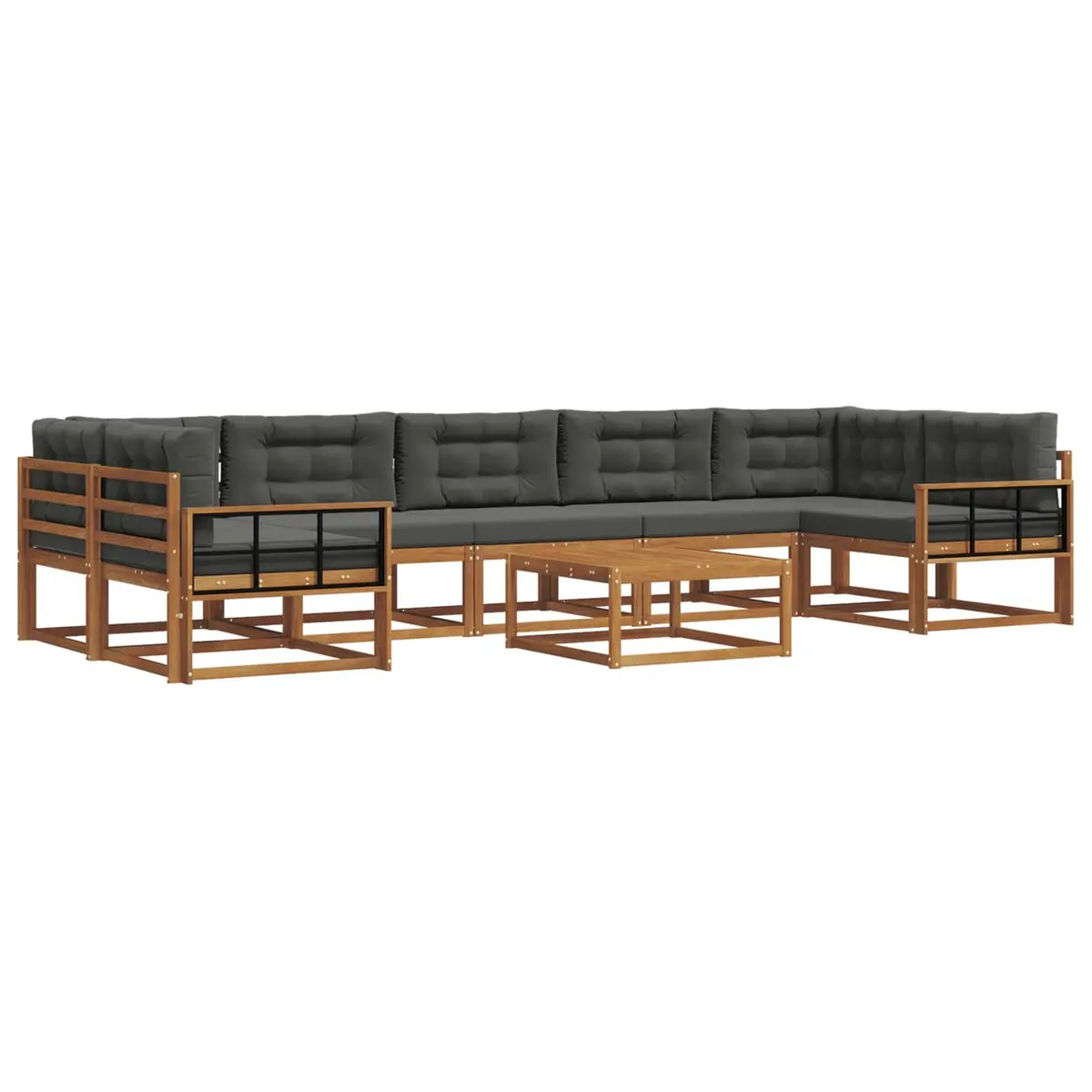 Outdoor Sectional Sofa Set Modular Natural 8 Piece Solid Acacia Wood Frame